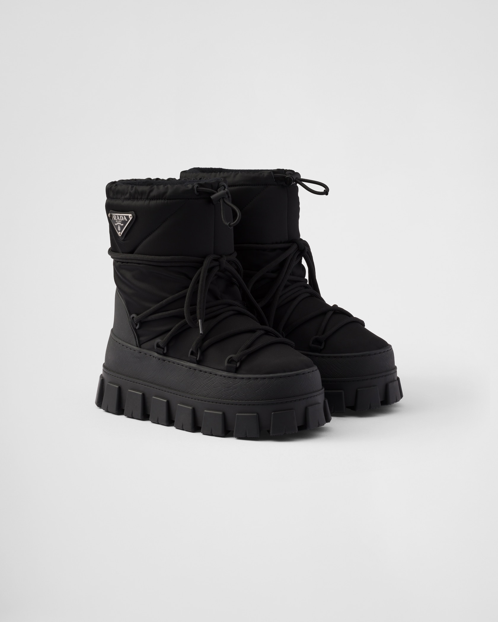 Black Nylon Gabardine Aprèsski Boots PRADA