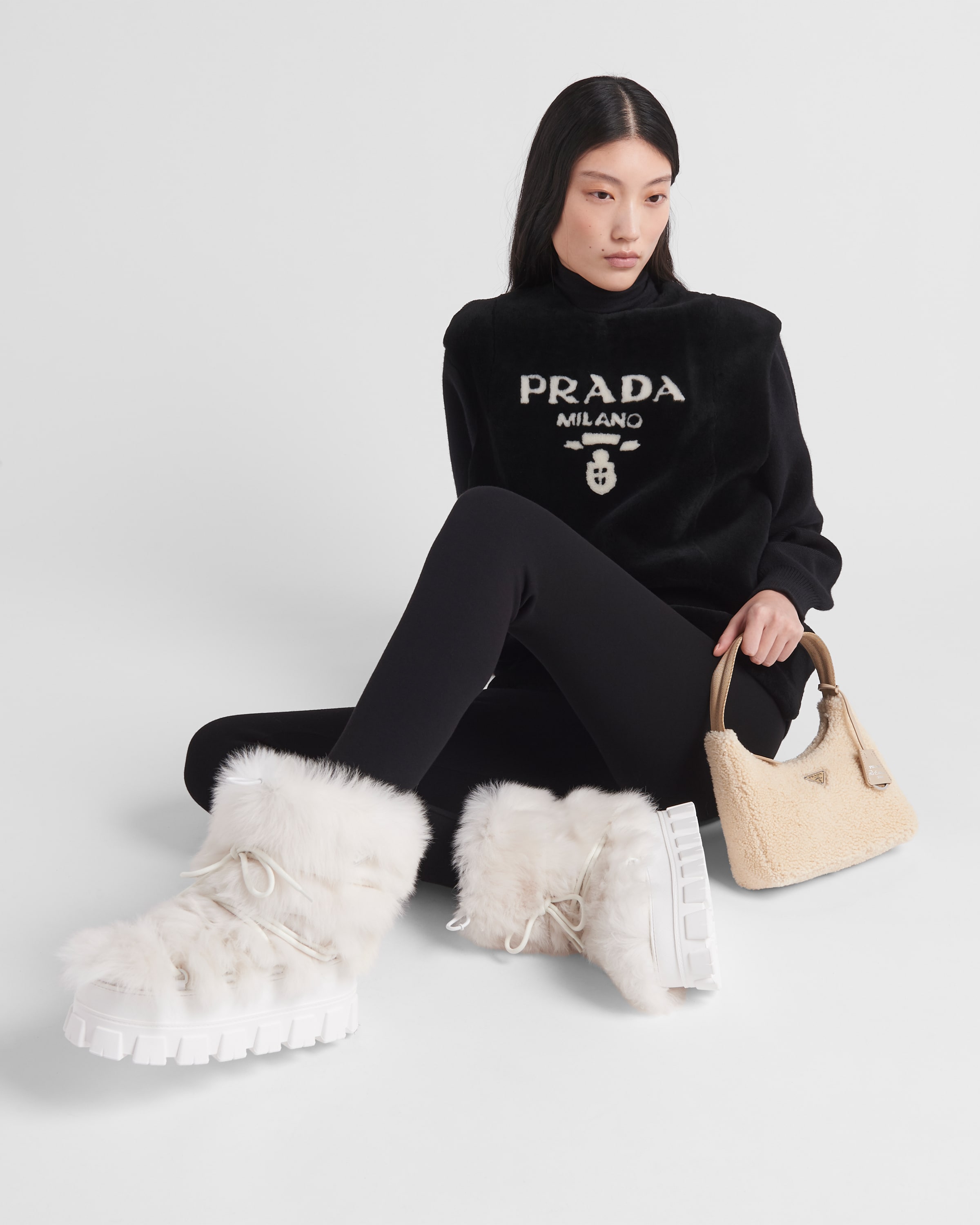 Prada shearling boots store