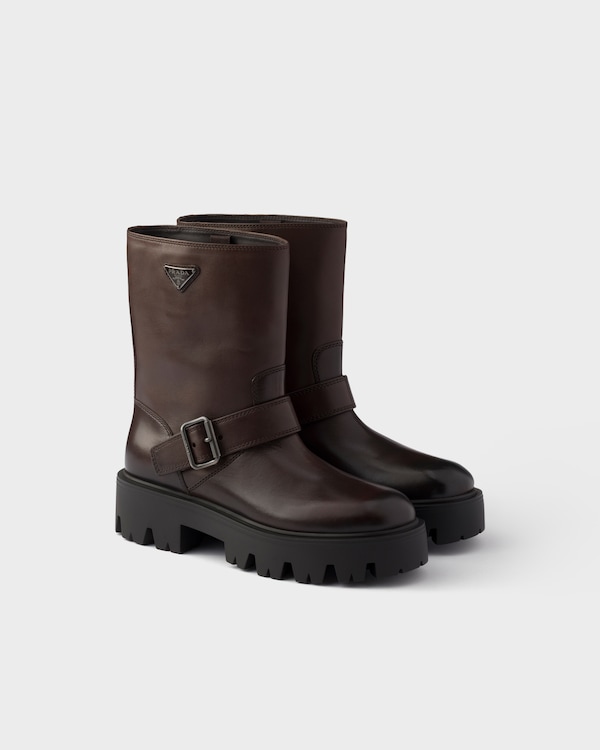 Leather mid-calf boots - 티크 Leather mid-calf boots - 티크