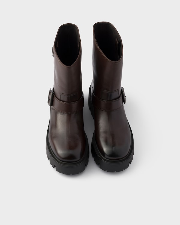 Leather mid-calf boots - 티크 Leather mid-calf boots - 티크