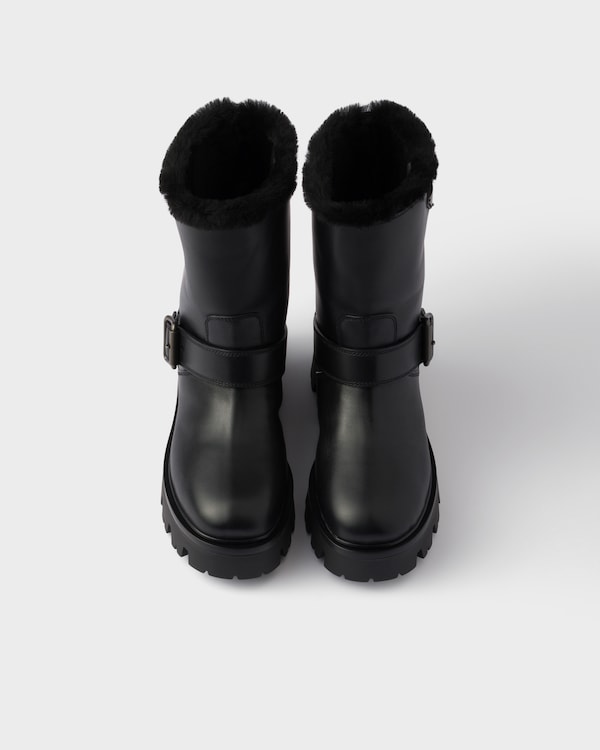 Leather and shearling booties - Black Leather and shearling booties - Black