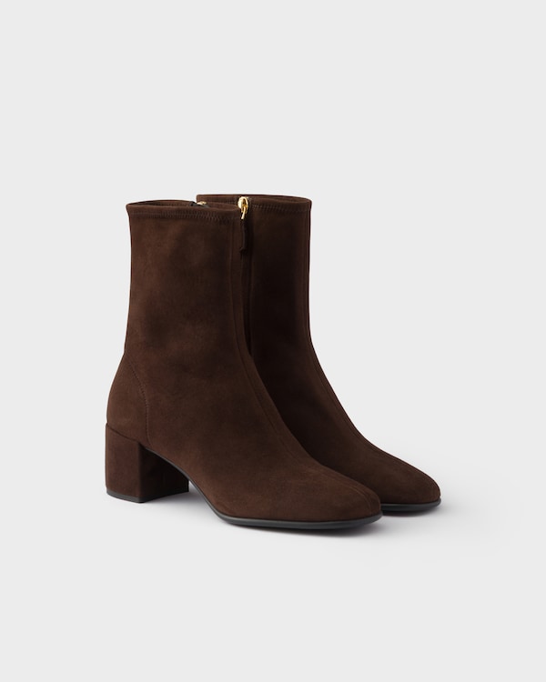 Stretch suede booties boots - Dark Brown Stretch suede booties boots - Dark Brown