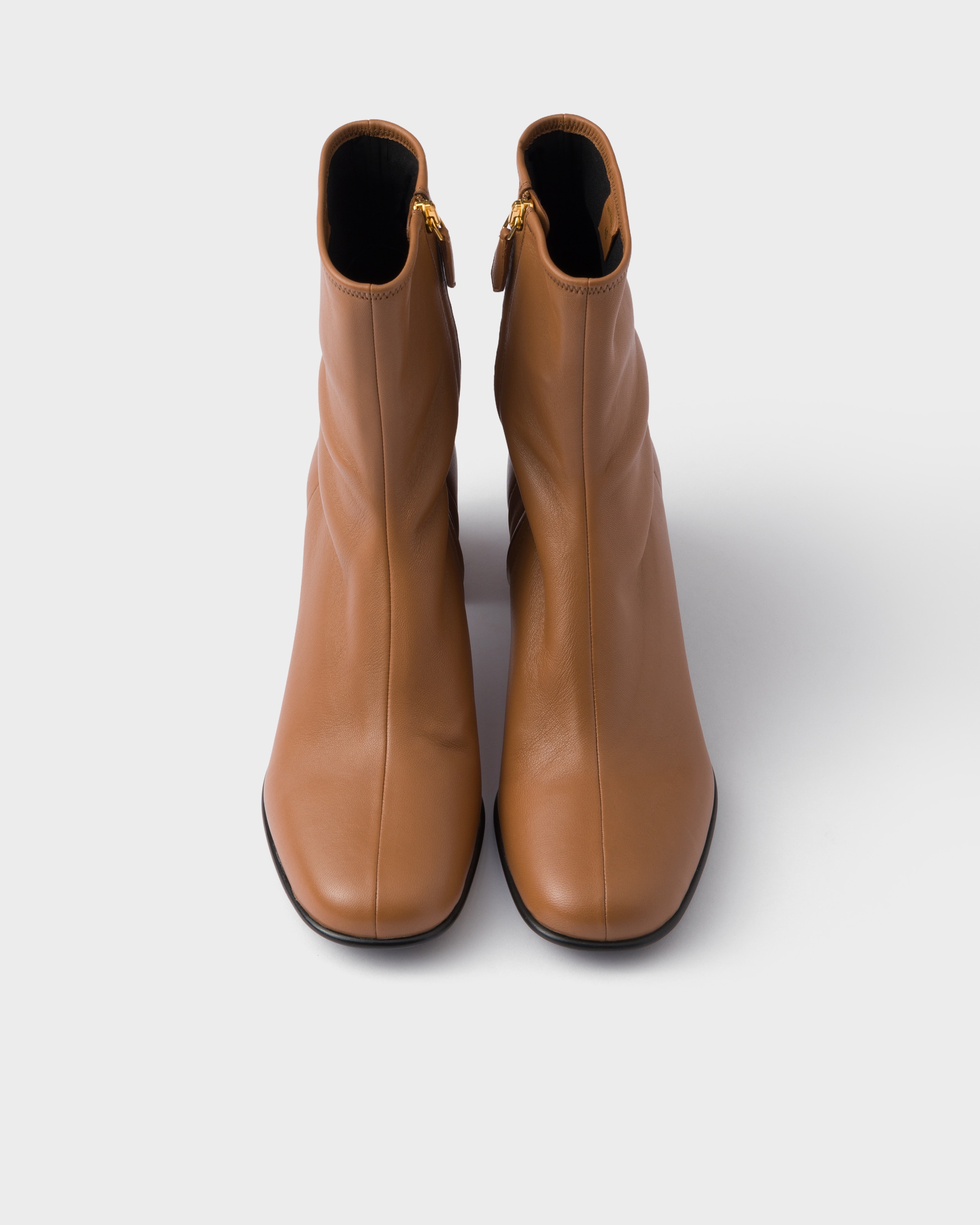 Prada Stretch Nappa Leather Booties In Brown