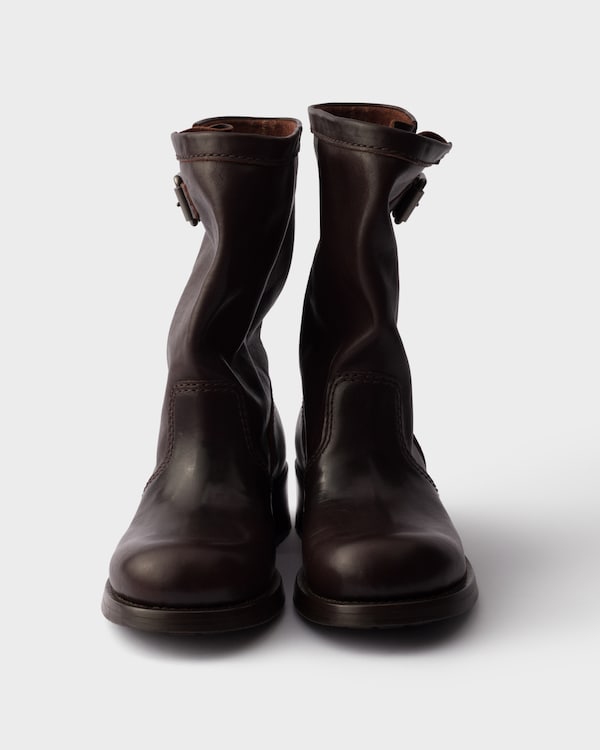 皮革中筒靴 皮革中筒靴