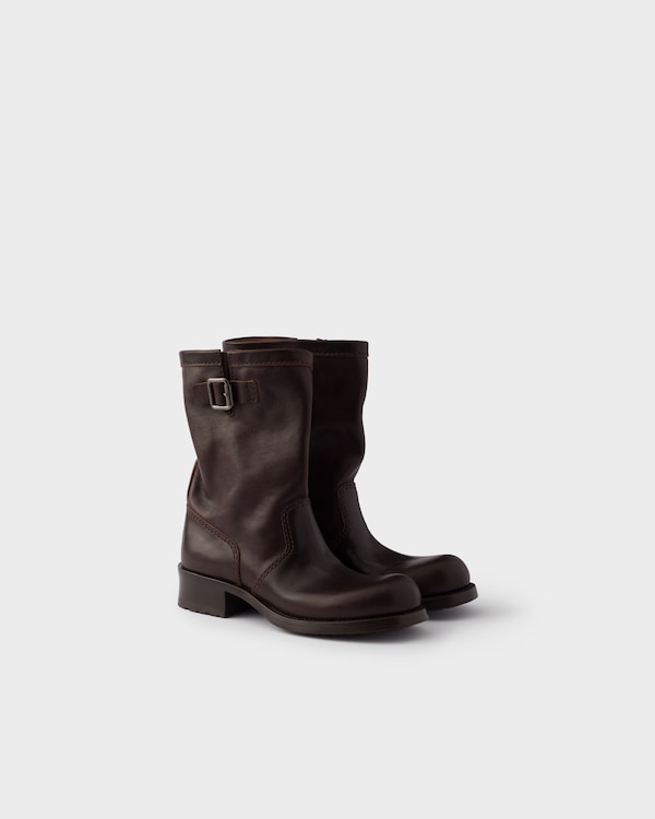 皮革中筒靴 皮革中筒靴