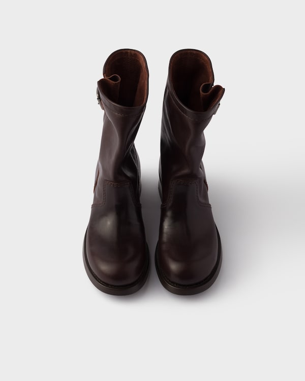 皮革中筒靴 皮革中筒靴