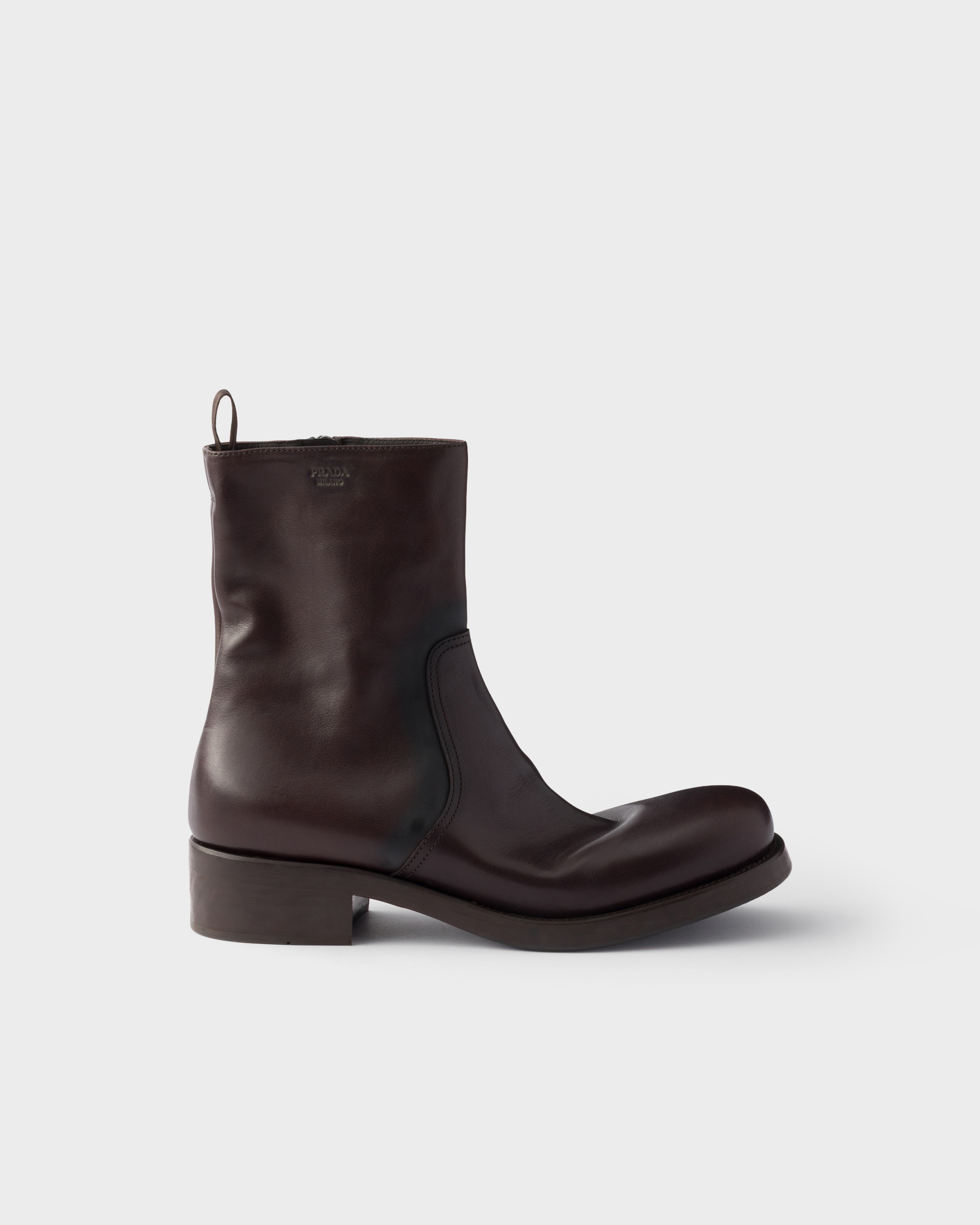 Prada Leather Mid-calf Boots In Brown
