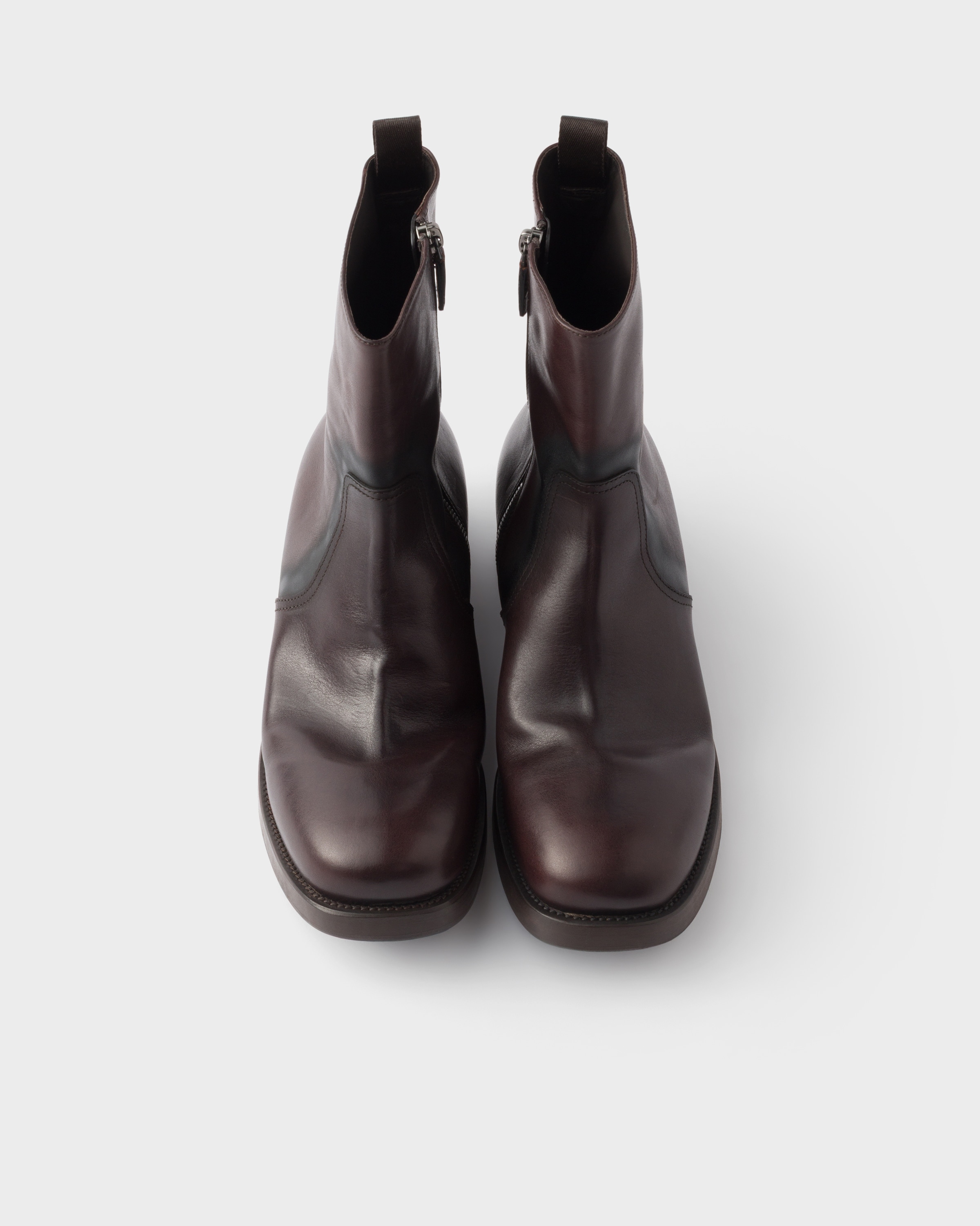 Prada Leather Mid-calf Boots In Brown