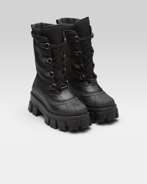 Stivali Monolith in pelle e nylon Nero | Prada