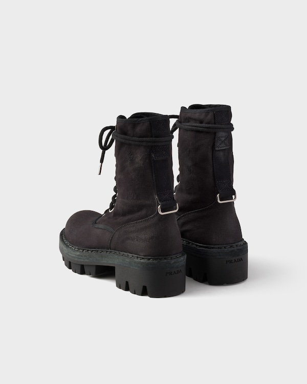 Canvas lace-up ankle boots - Black Canvas lace-up ankle boots - Black