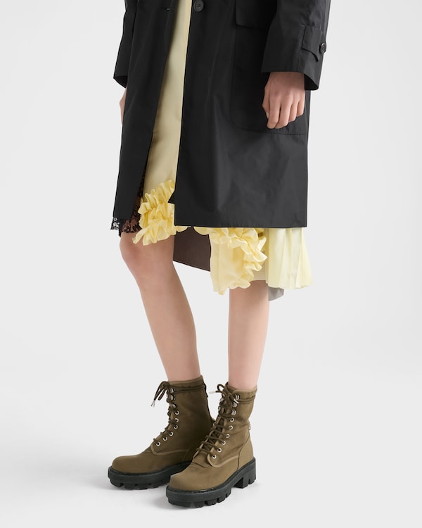 キャンバスレースアップアンクルブーツ - ミリタリーグリーン キャンバスレースアップアンクルブーツ - ミリタリーグリーン