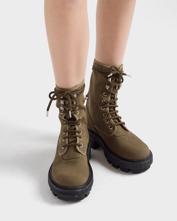キャンバスレースアップアンクルブーツ - ミリタリーグリーン キャンバスレースアップアンクルブーツ - ミリタリーグリーン