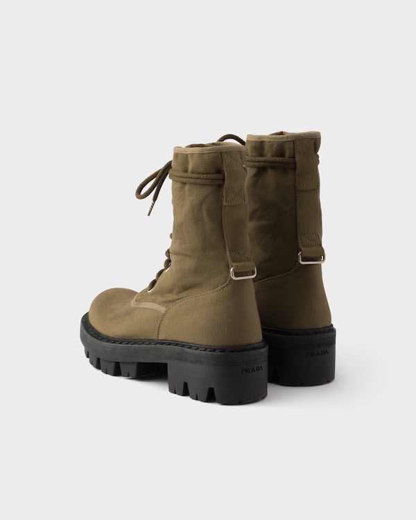 キャンバスレースアップアンクルブーツ - ミリタリーグリーン キャンバスレースアップアンクルブーツ - ミリタリーグリーン