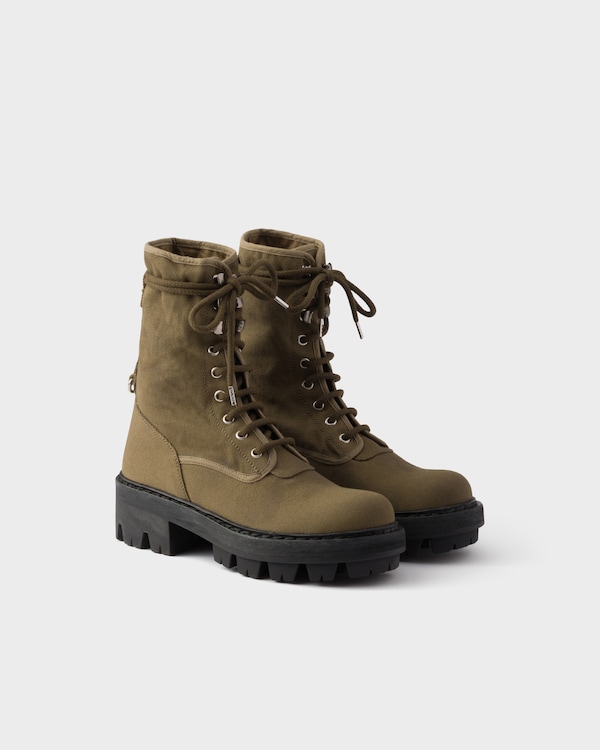 キャンバスレースアップアンクルブーツ - ミリタリーグリーン キャンバスレースアップアンクルブーツ - ミリタリーグリーン