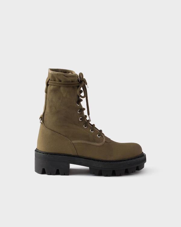 キャンバスレースアップアンクルブーツ - ミリタリーグリーン キャンバスレースアップアンクルブーツ - ミリタリーグリーン