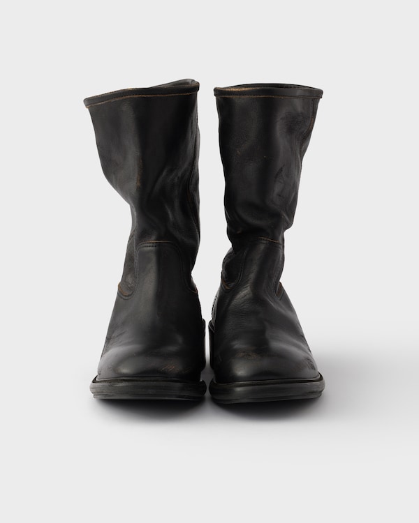 Botas de piel con efecto desgastado - Negro Botas de piel con efecto desgastado - Negro
