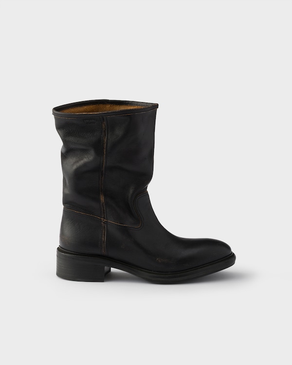 Botas de piel con efecto desgastado - Negro Botas de piel con efecto desgastado - Negro