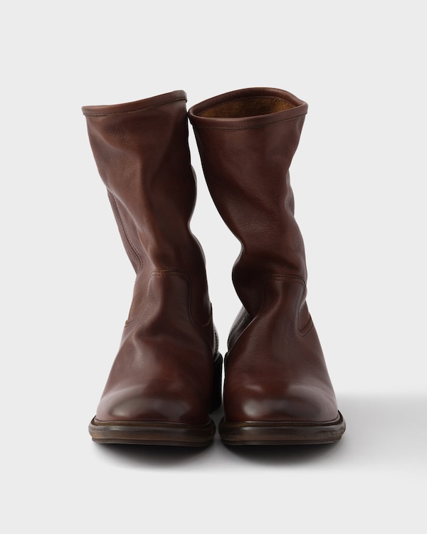 Botas de piel con efecto desgastado - Marrón Chocolate Botas de piel con efecto desgastado - Marrón Chocolate