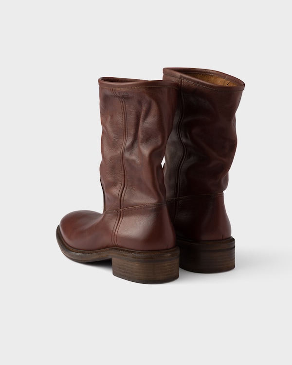 Botas de piel con efecto desgastado - Marrón Chocolate Botas de piel con efecto desgastado - Marrón Chocolate