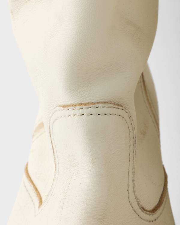 Botas de piel con efecto desgastado - Blanco Calizo Botas de piel con efecto desgastado - Blanco Calizo