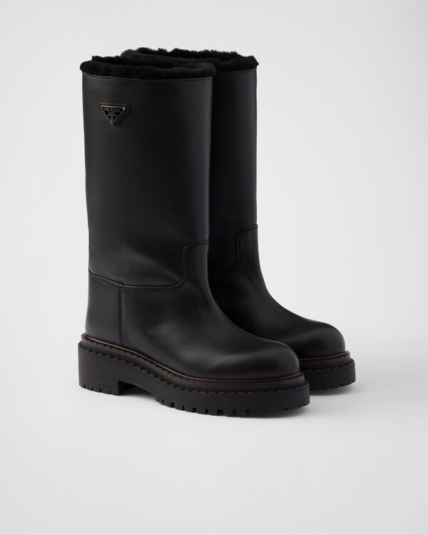 Black Leather booties | PRADA