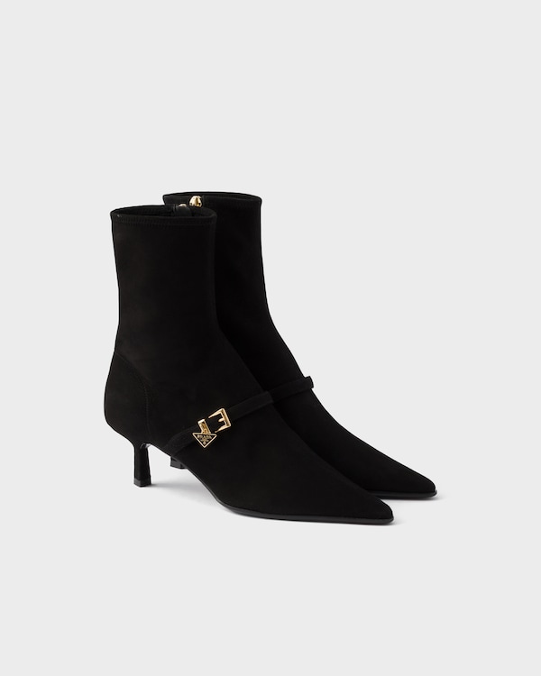 Stretch suede booties - Black Stretch suede booties - Black