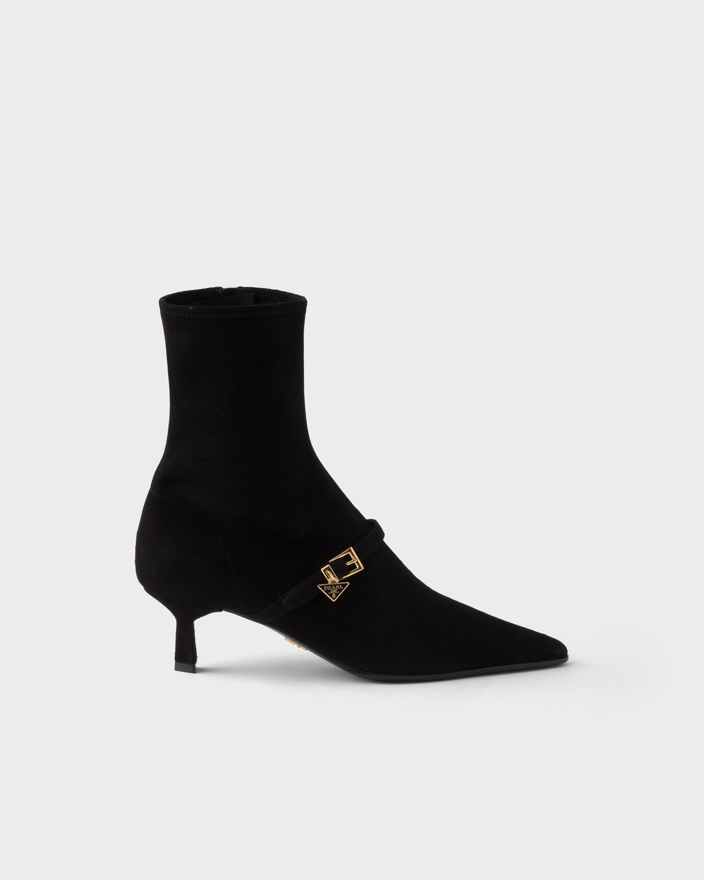 Black Stretch Suede Booties | PRADA - Canada