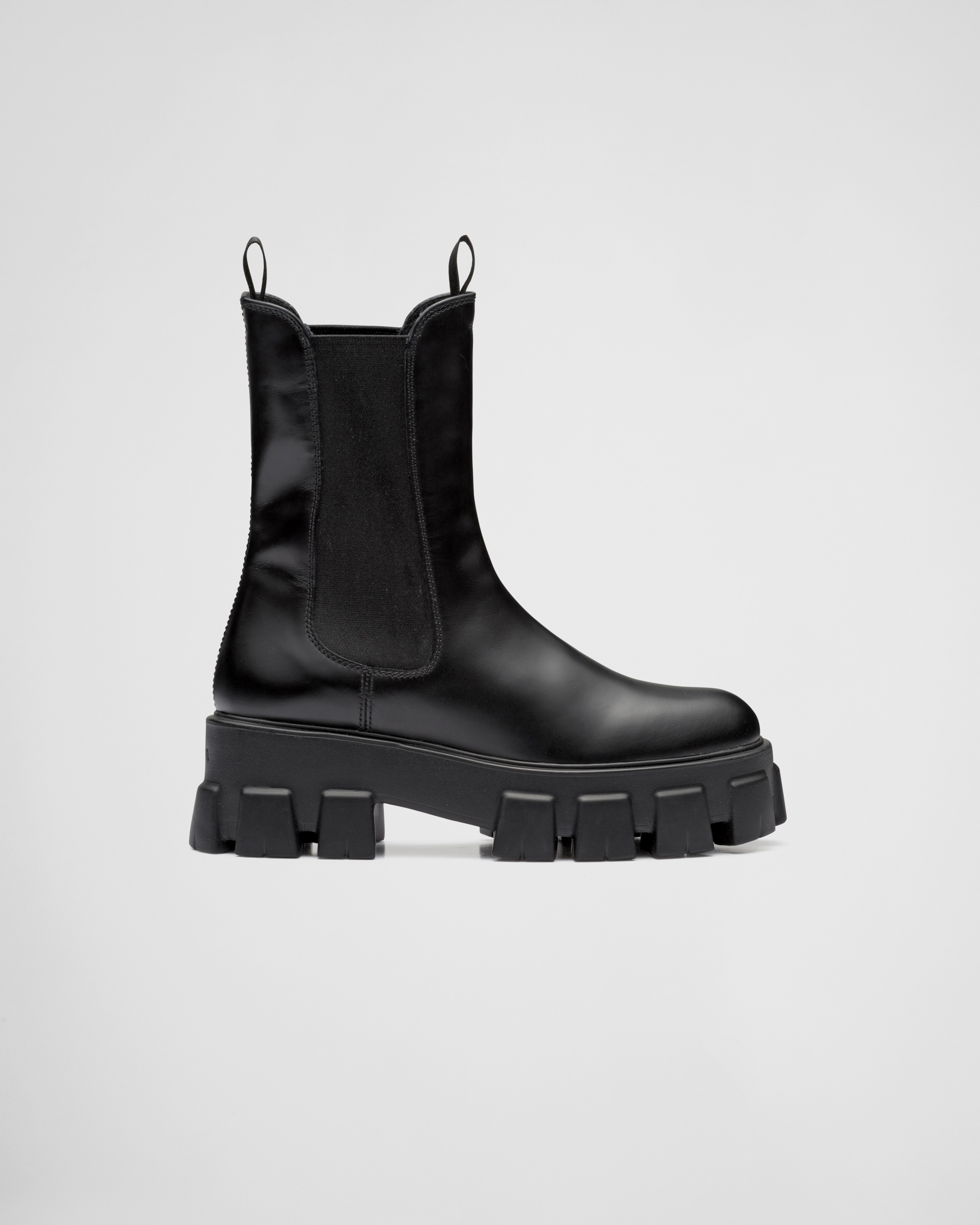 Black Monolith brushed leather boots | Prada