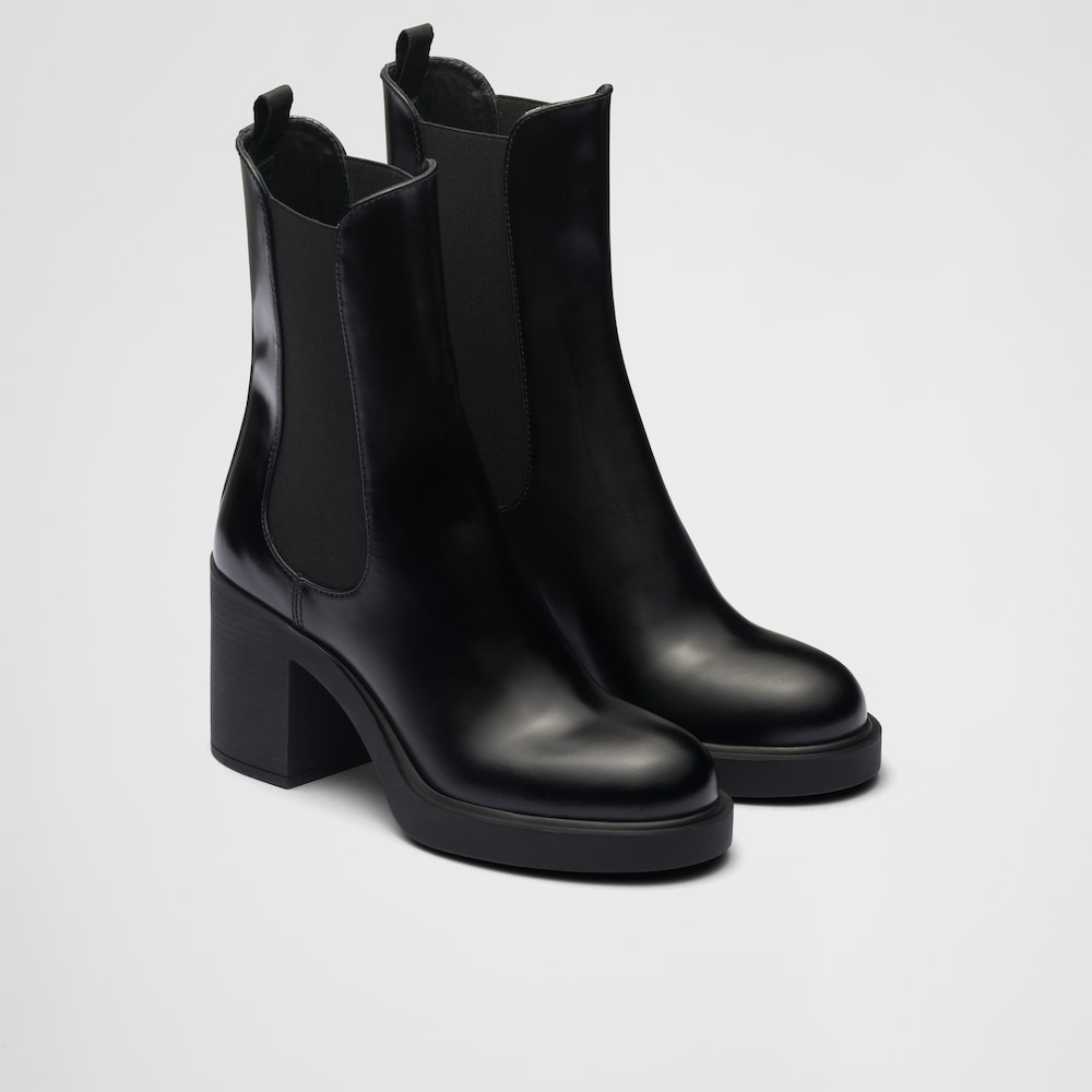 PRA BRUSHED LEATHER AND RE-NYLON LACED BOOTIES PASTEL PINK