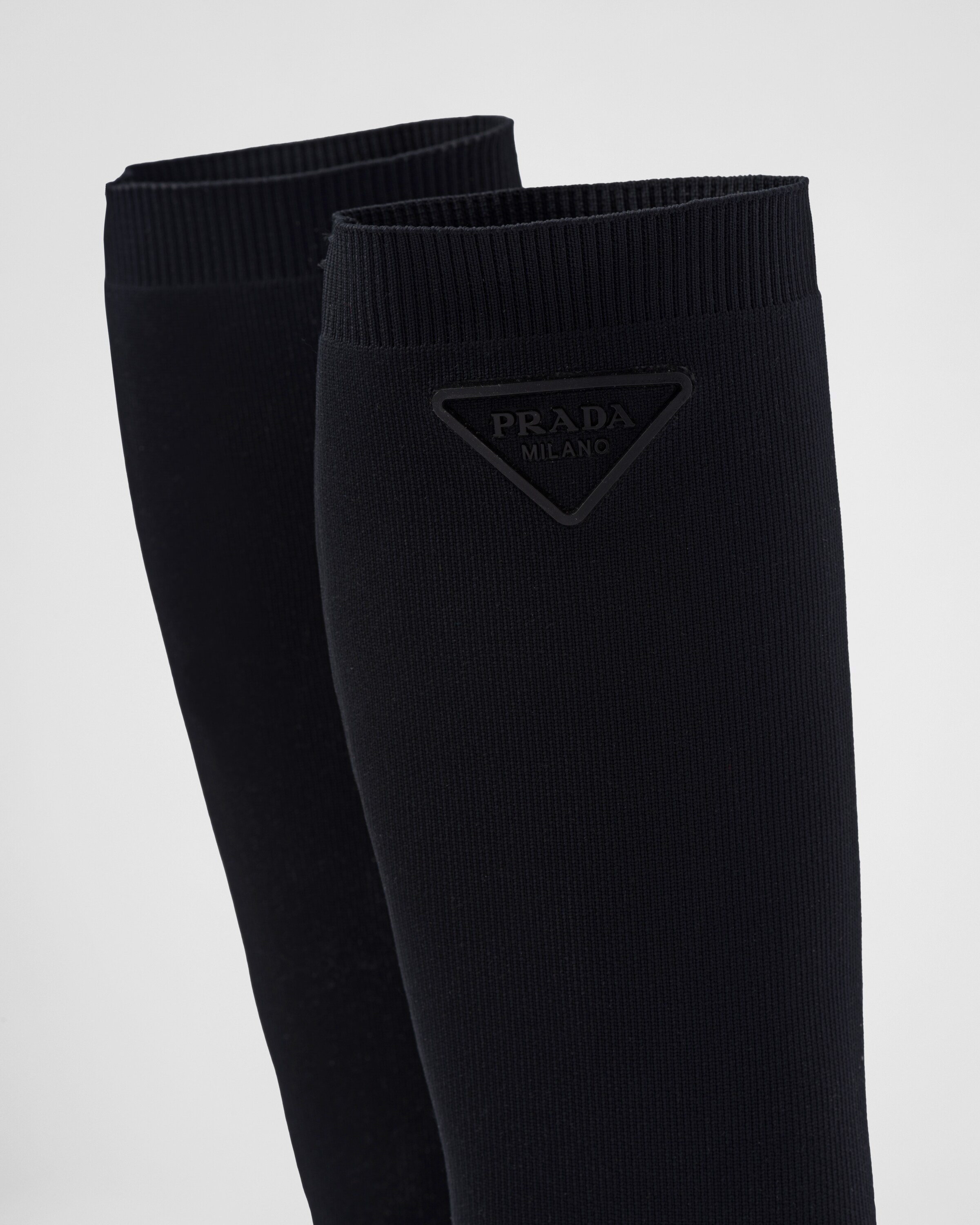 Black Monolith Knit Boots PRADA