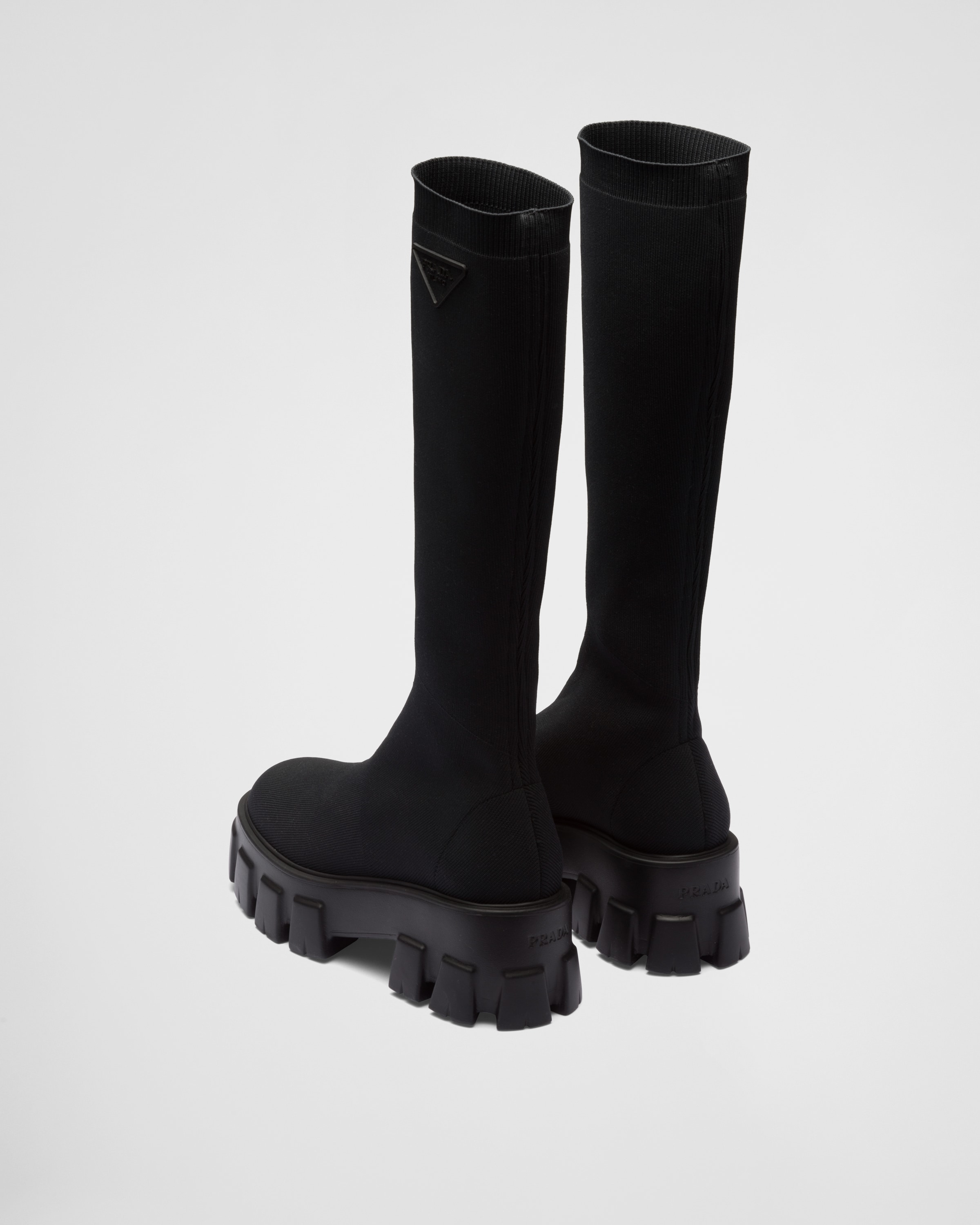 Black Monolith knit boots Prada