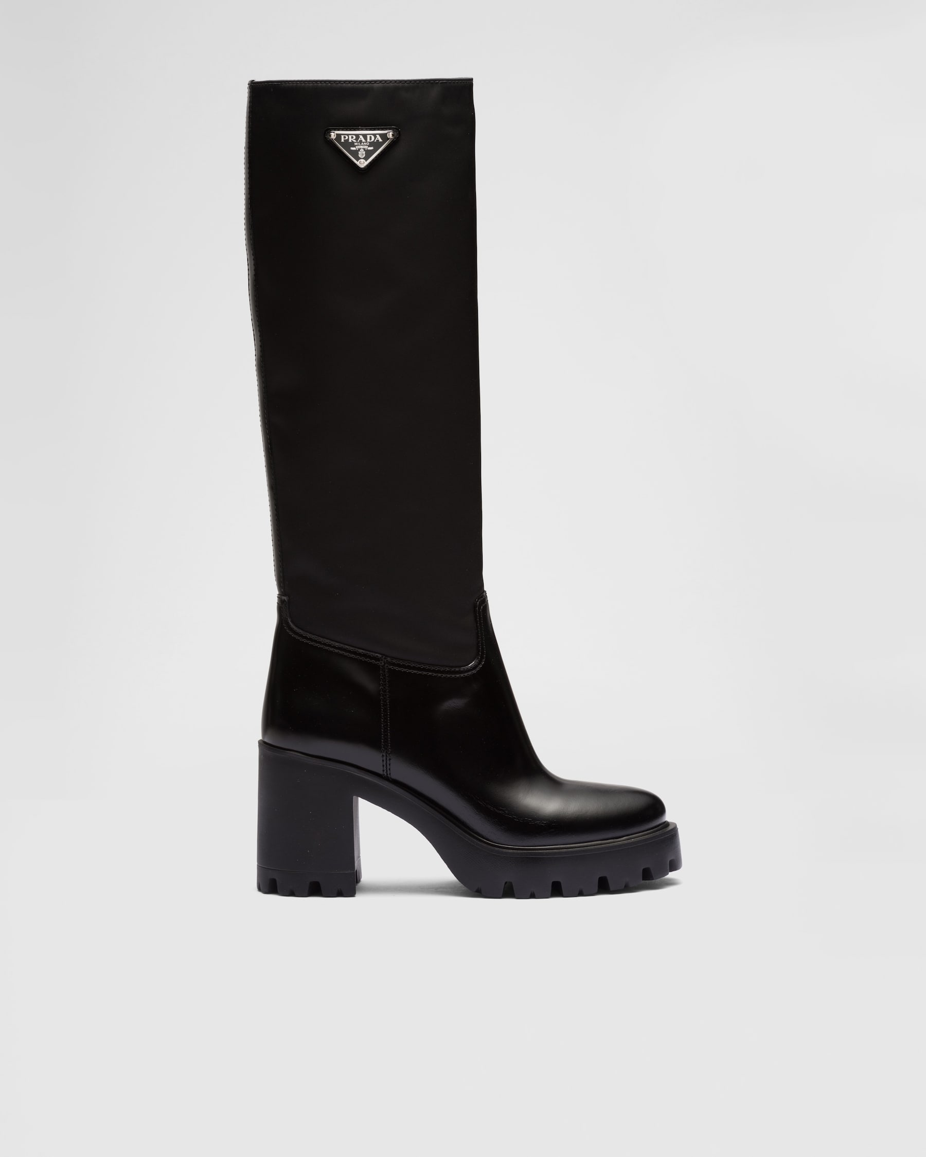 Black Leather And Re-nylon Boots | PRADA