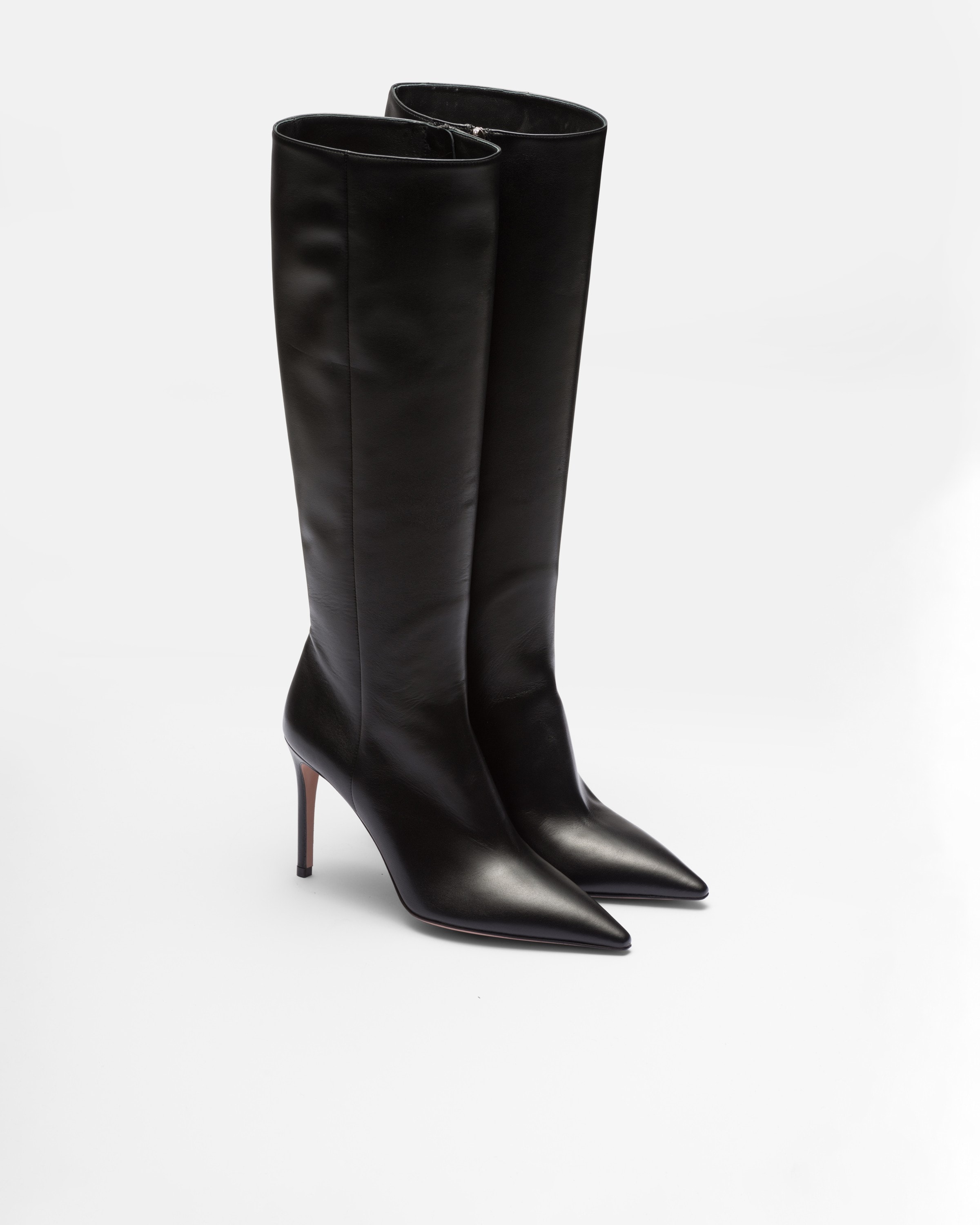 Prada 95mm Knee-high Nappa Leather Boots In Black