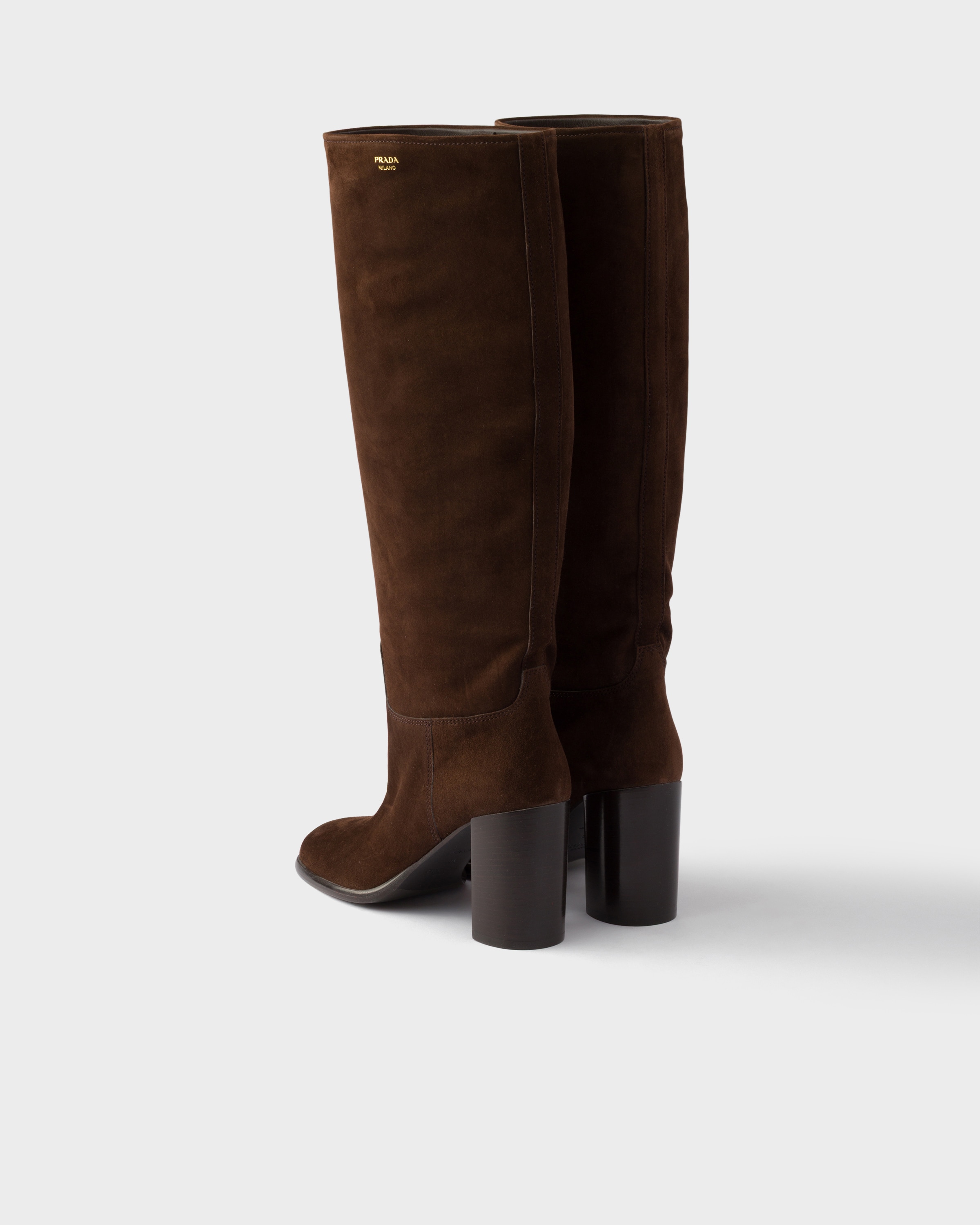 Dark Brown Suede Boots | PRADA - United States