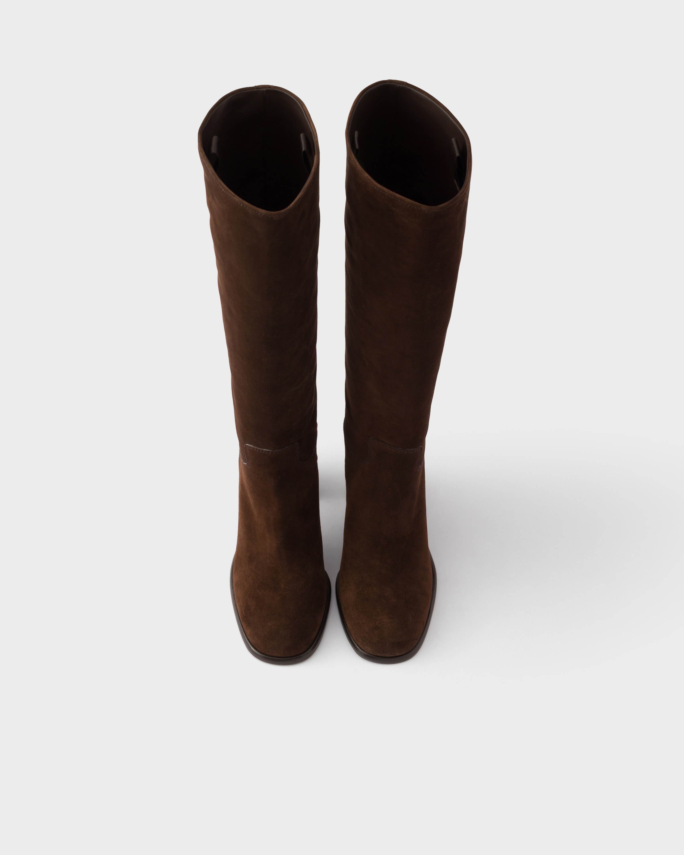 Dark Brown Suede Boots | PRADA - United States
