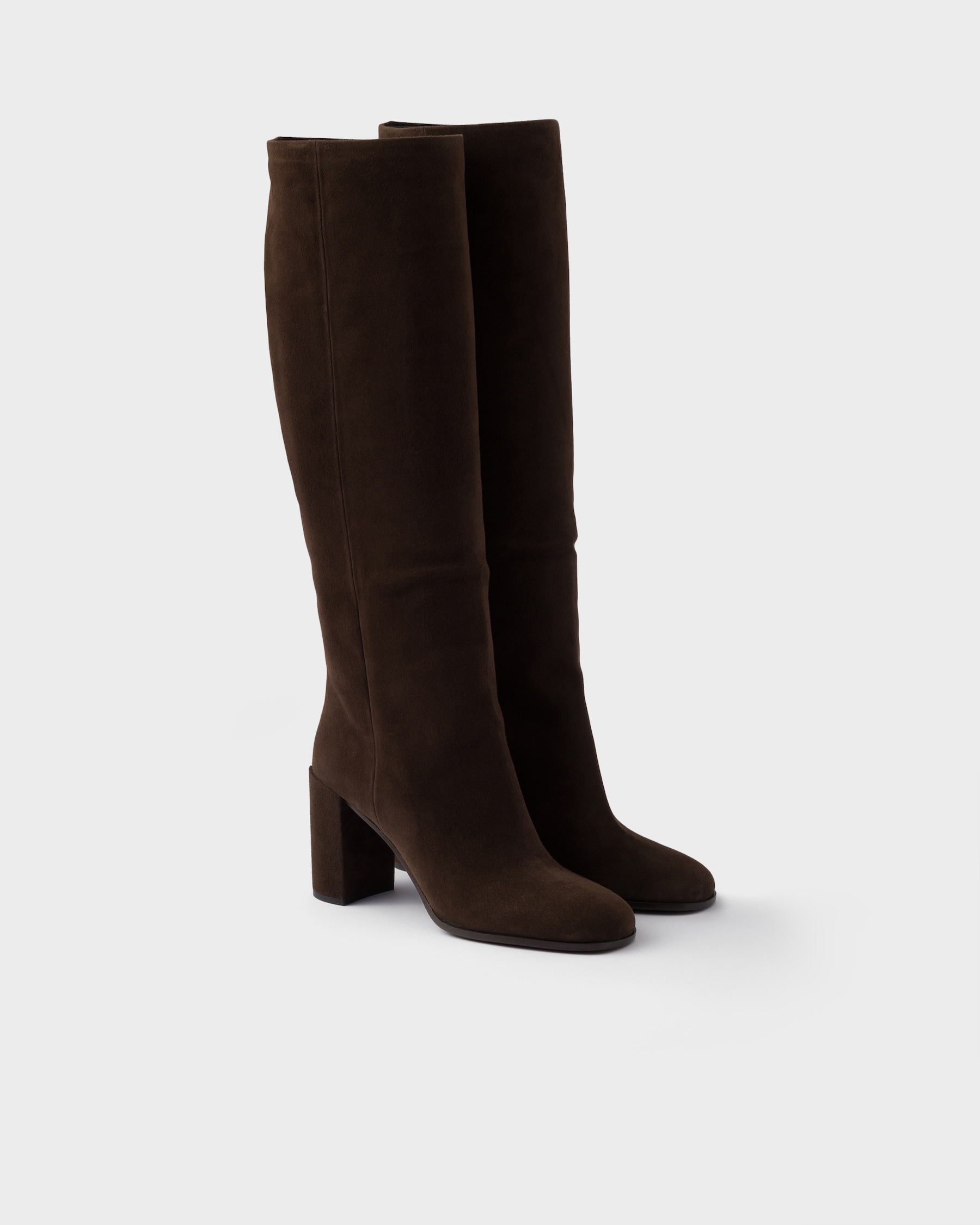 PRADA 25S ANKLE BOOTS 40 MM IN BROWN SUEDE SHEARLING-LINED