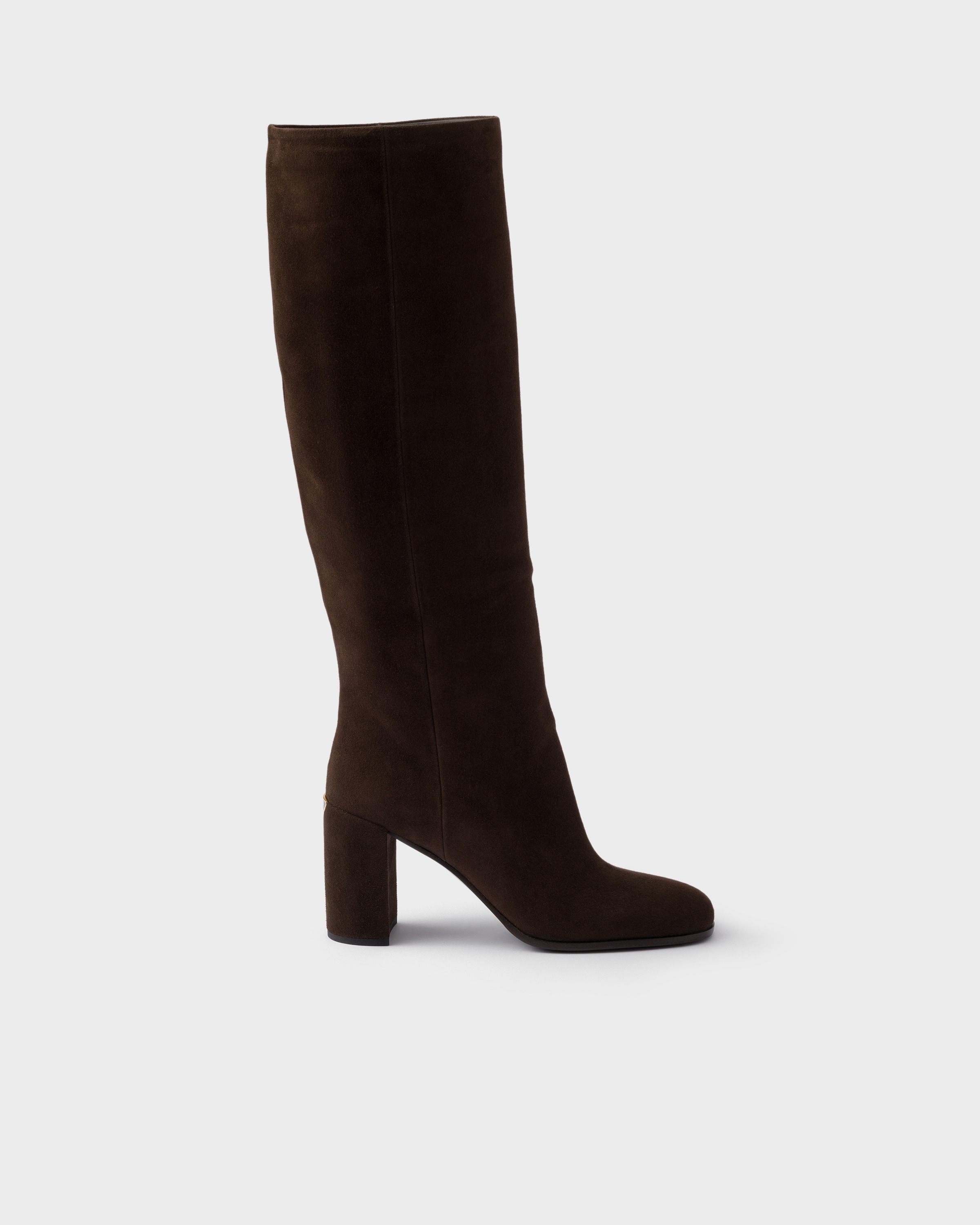 Prada 70mm Suede Block-heel Boots In Brown
