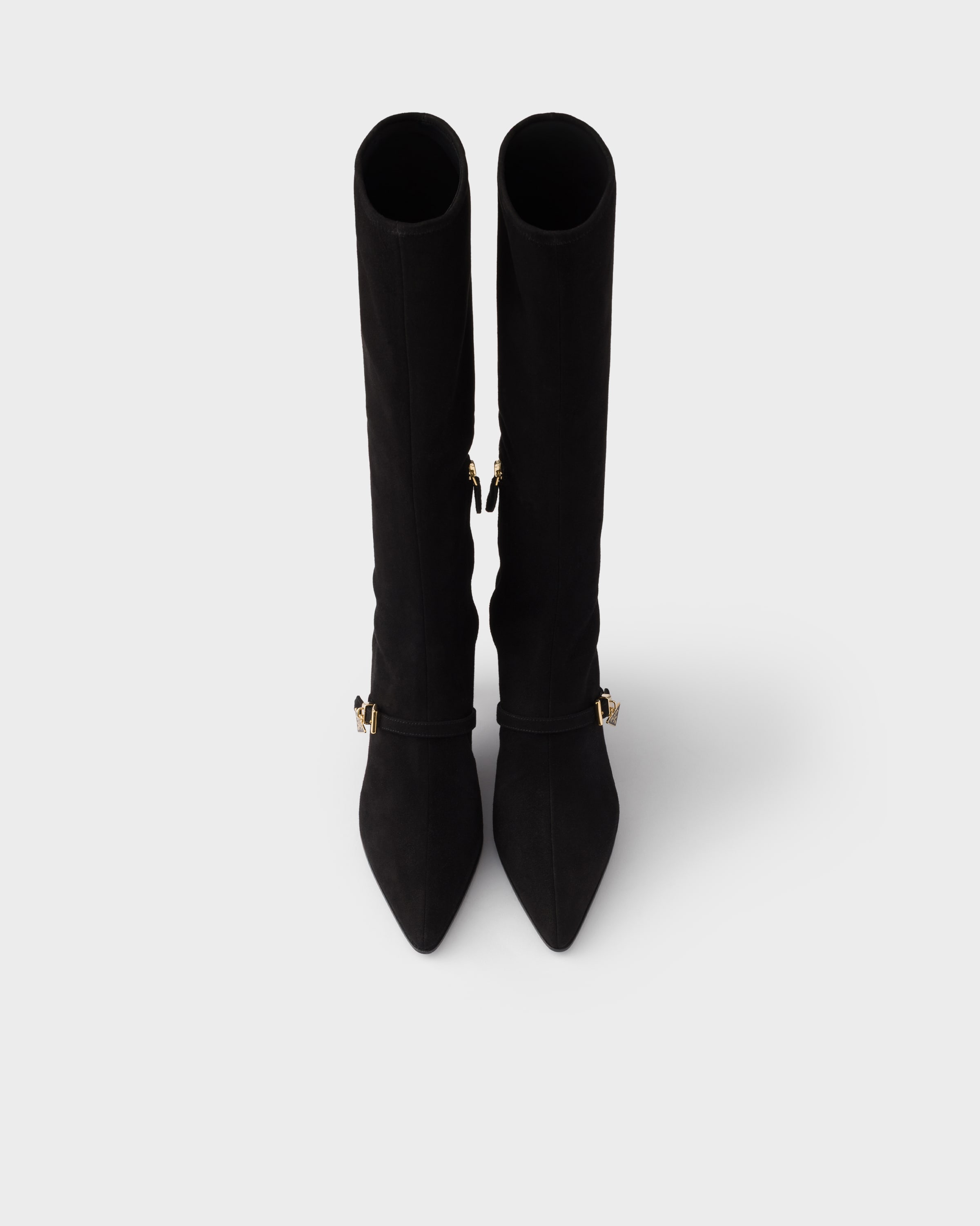 Black Stretch Suede Boots | PRADA - United States