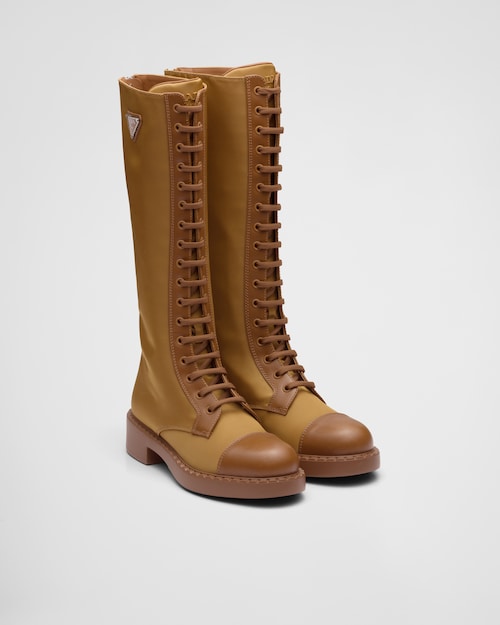 Prada Brushed leather and Re-Nylon boots 1