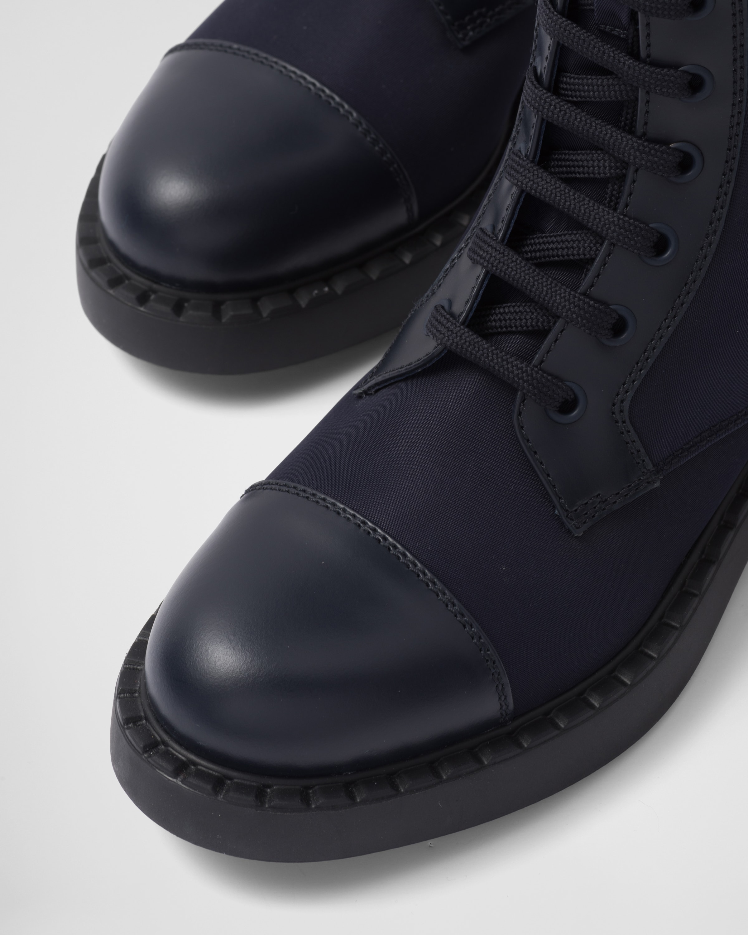 brushed leather and re nylon boots