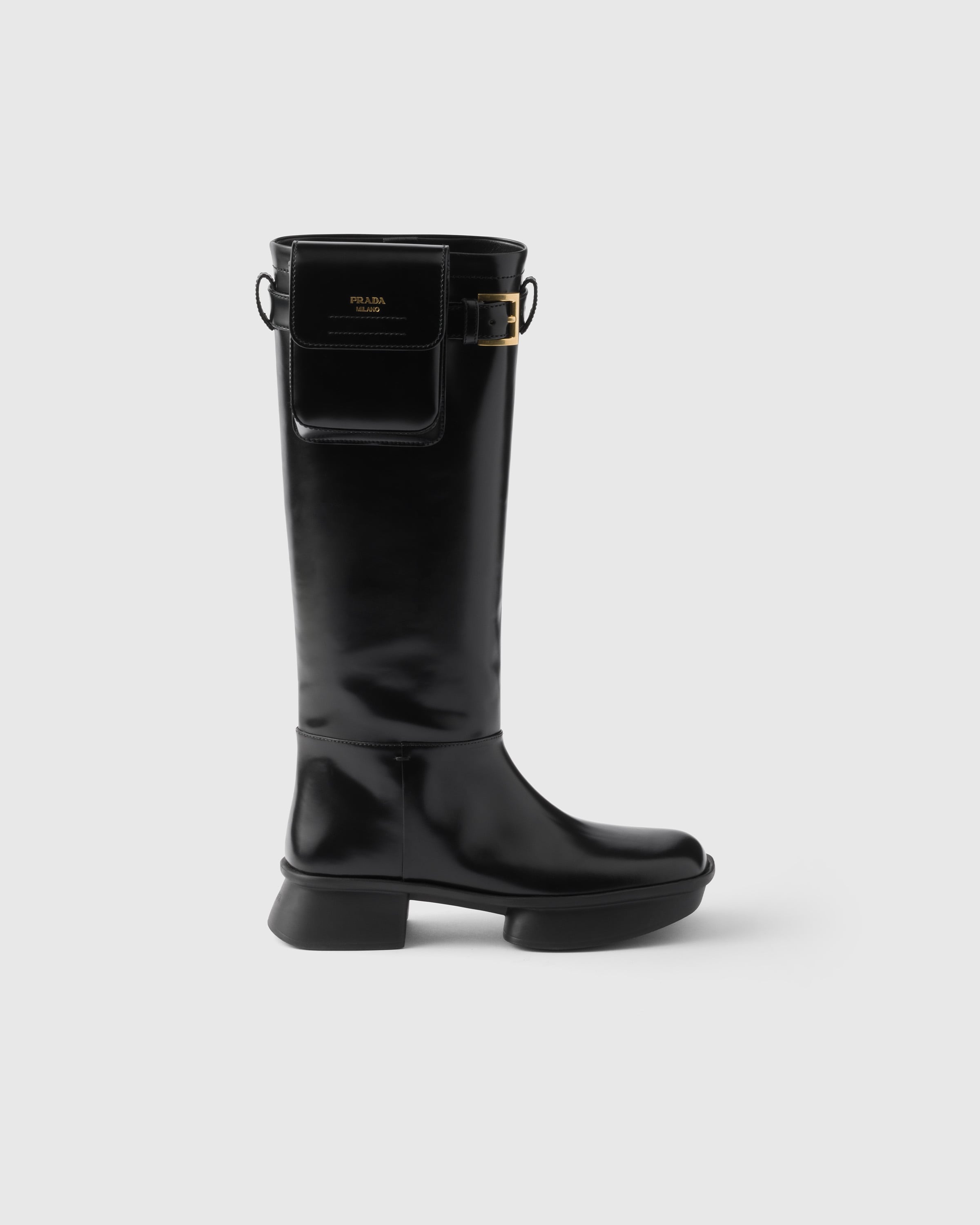 PRADA BRUSHED LEATHER BOOTS WITH POUCH