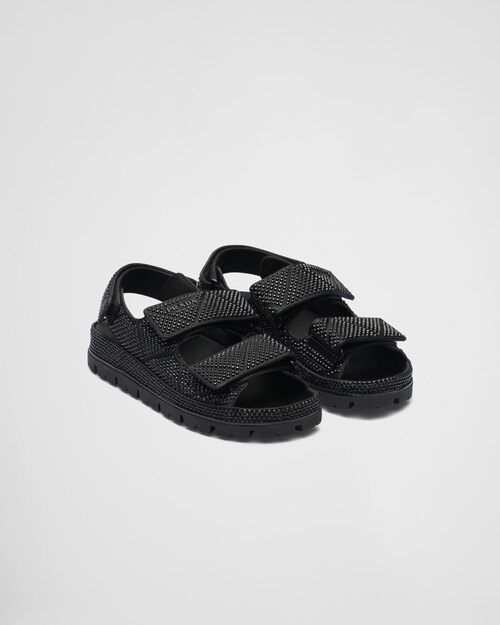 Prada Sandales en satin avec cristaux 1