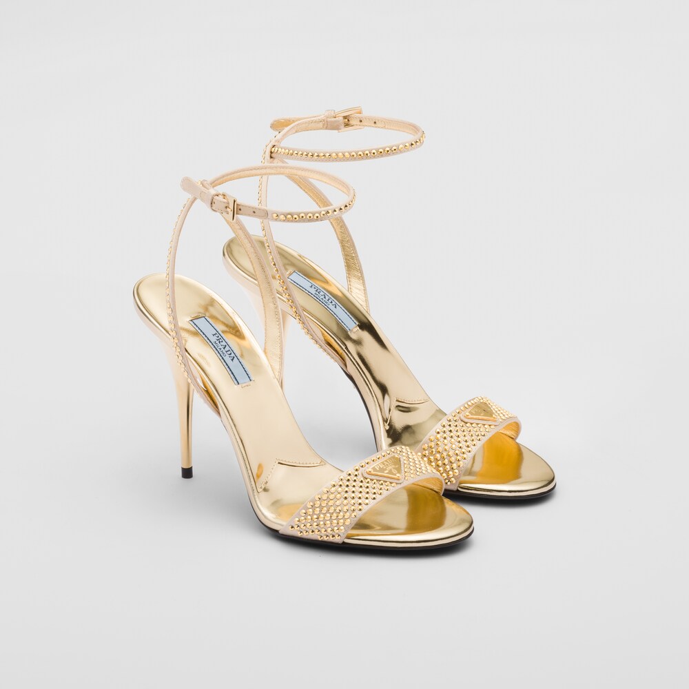 Prada Sandales en satin à strass 1