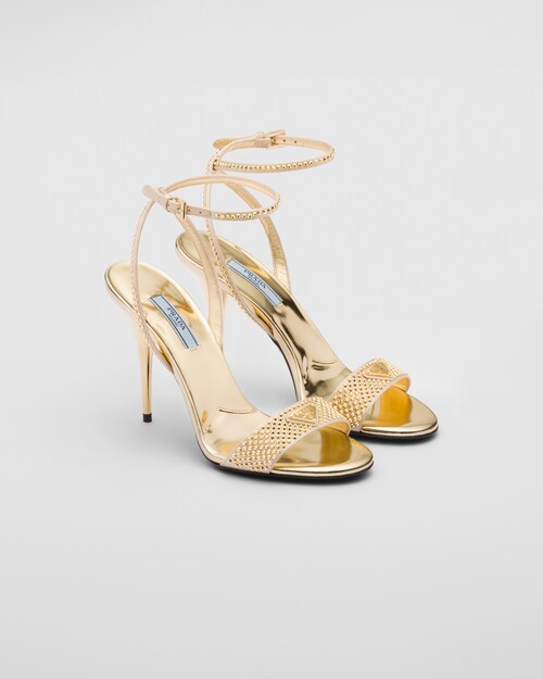 Prada Sandales en satin à strass 1