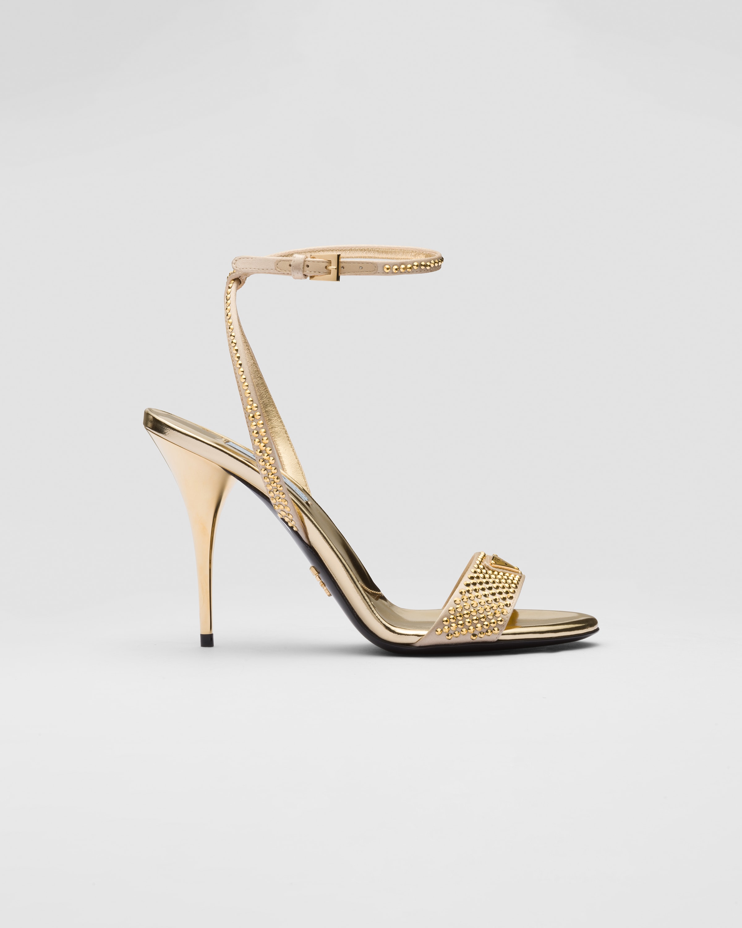 Platinum Satin sandals with crystals | Prada