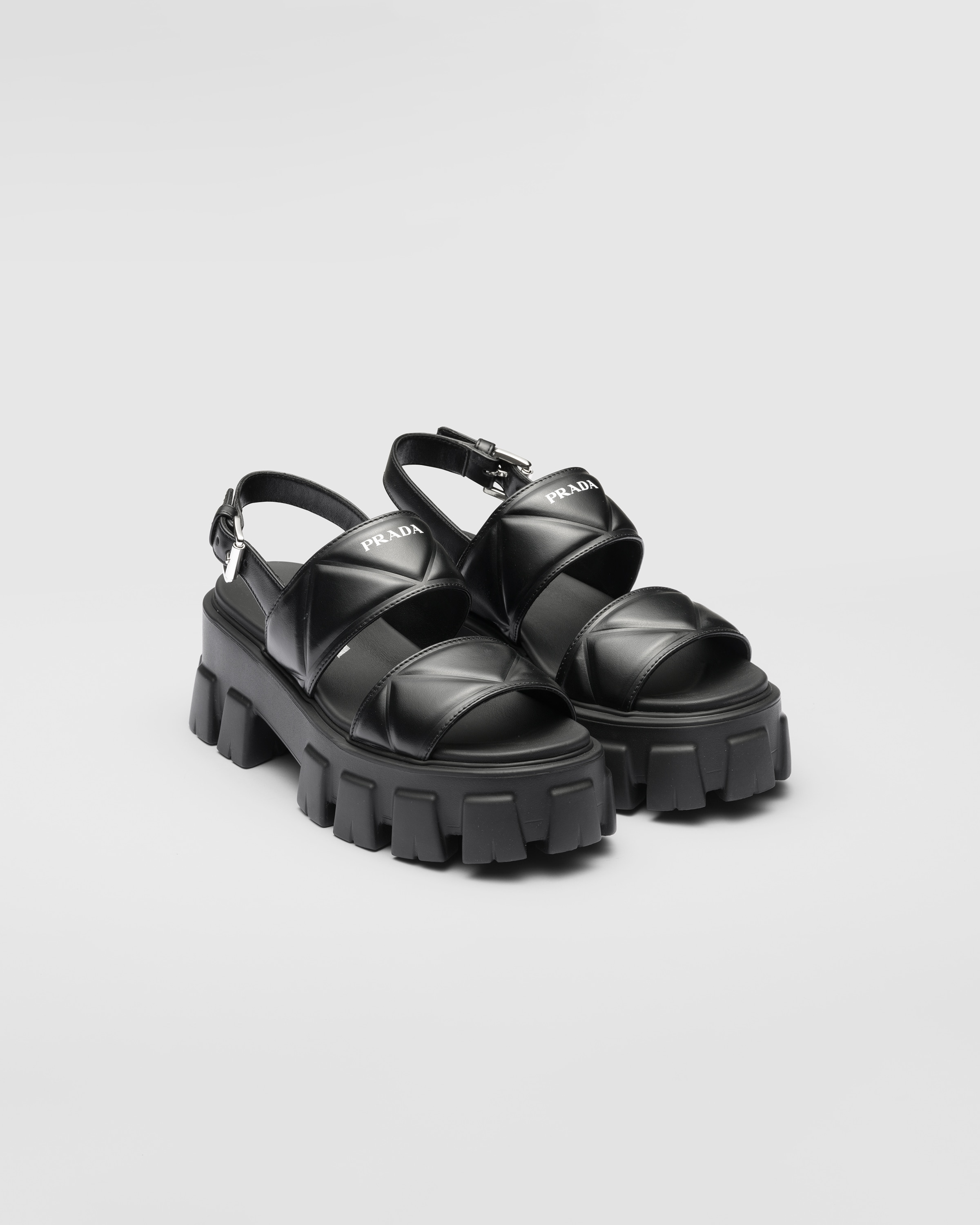 Black Monolith Leather Sandals | PRADA