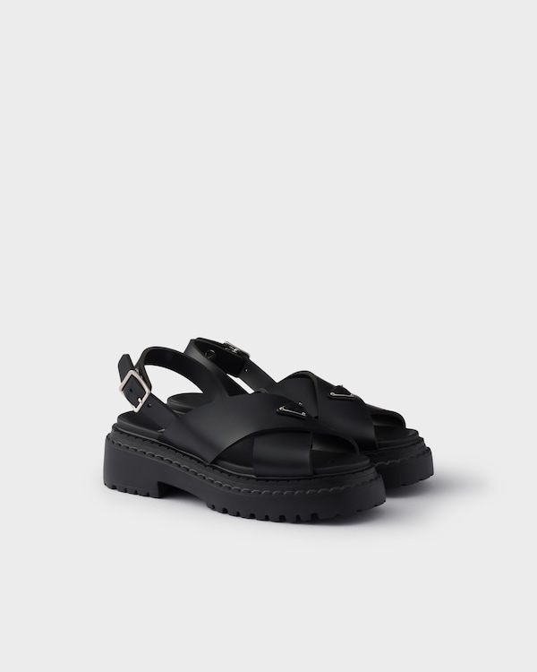 ブラック プラダ モノリス ラバー ミュール | PRADA