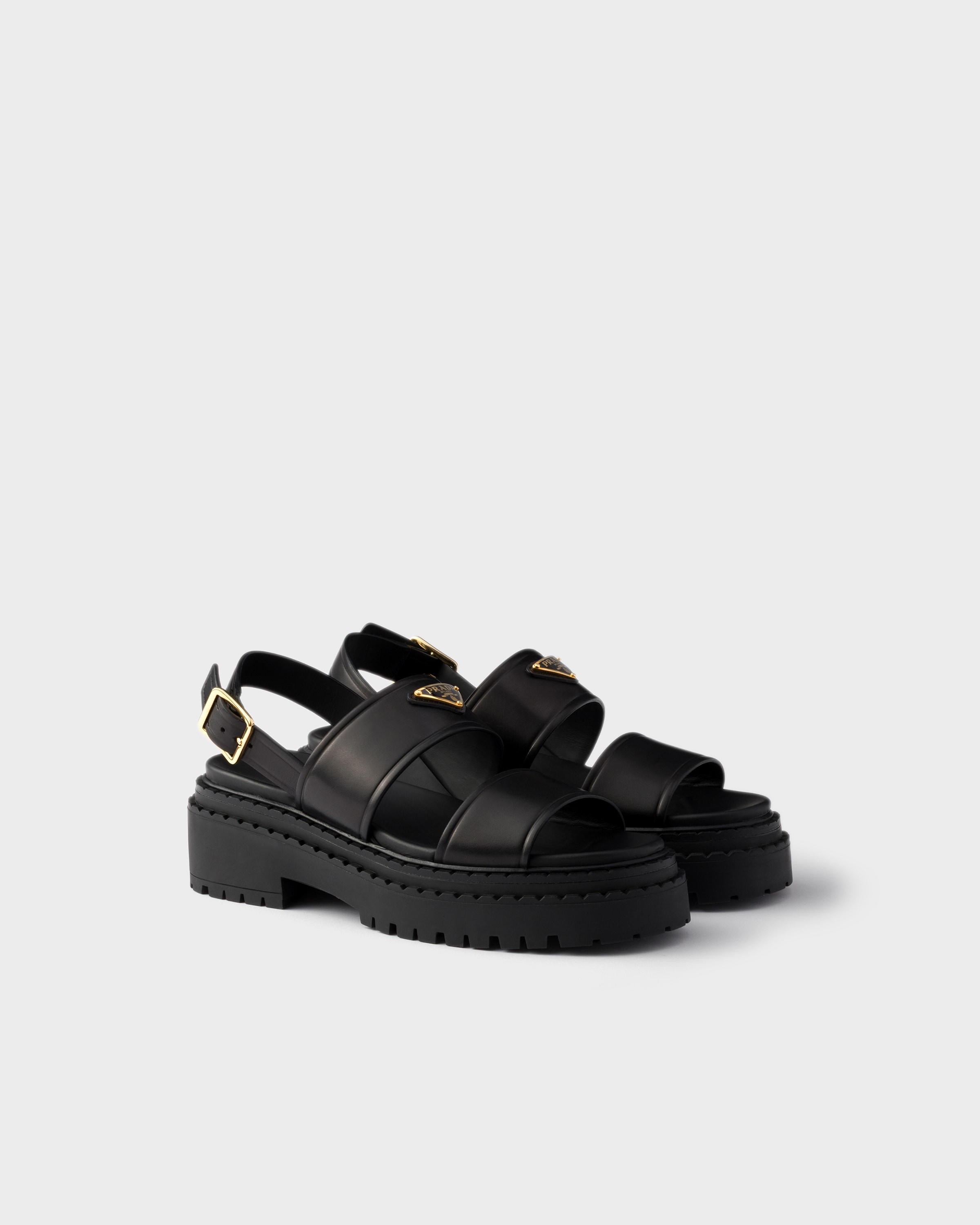 最も優遇 ブラック PRADA | サンダル レザー 靴