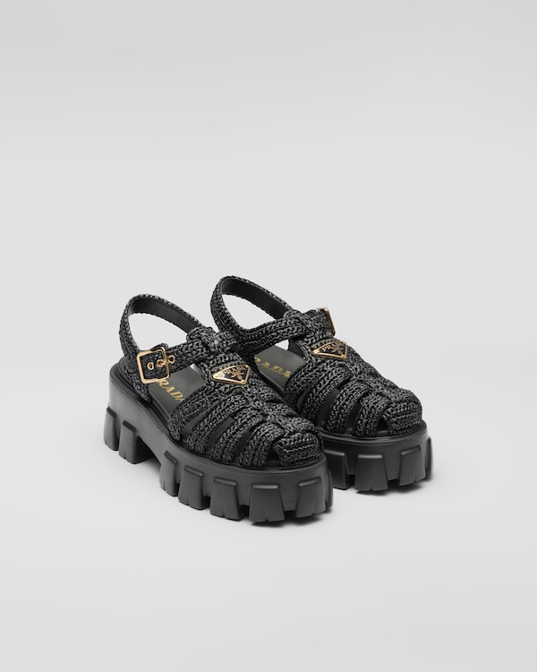 PRADA 直営店より モノリス ラバー サンダル ブラック (PRADA