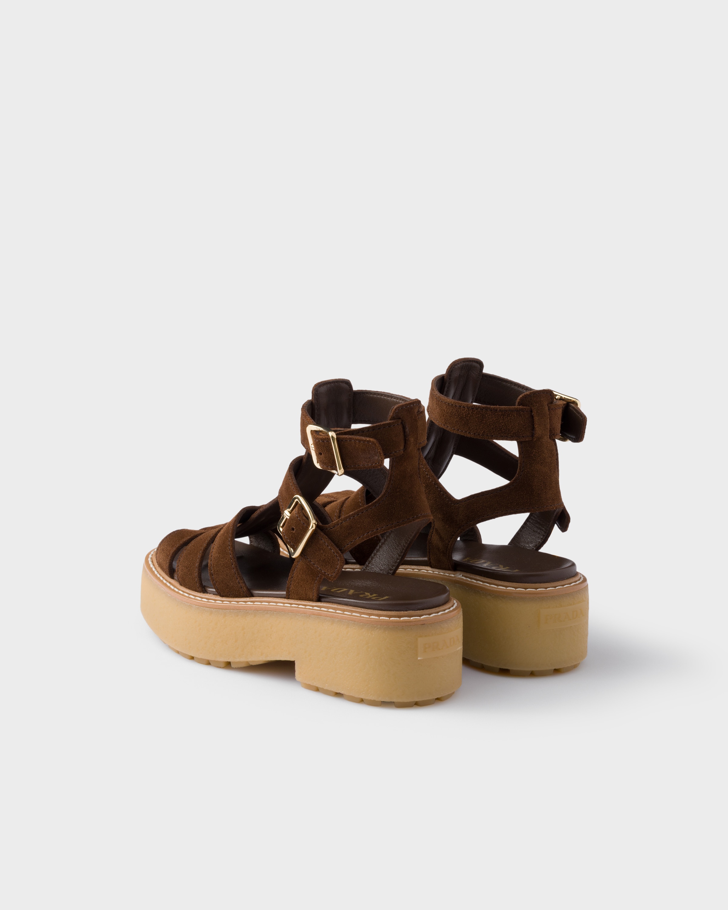 Prada Suede Gladiator Sandals In Animal Print